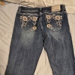 Grace In La Embroidered Blue Jeans
